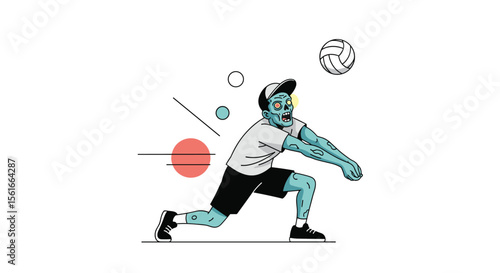 Athlete demonstrating proper form for a volleyball forearm pass ready to receive the ball during a game