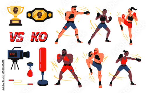 Mixed Martial Arts Cartoon Element Collection