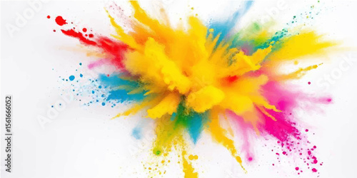 Abstract watercolor background with colorful paint splashes, floral designs, and ink blot textures