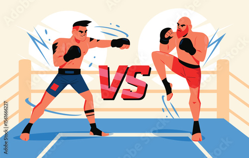 Mixed Martial Arts Fight Cartoon template
