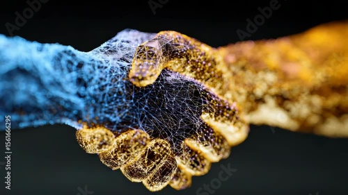 Wallpaper Mural An abstract representation of a handshake symbolizing collaboration and connection in digital environments. Torontodigital.ca