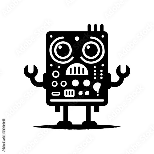 simple silhouette of control panel on this silly bot, not scary