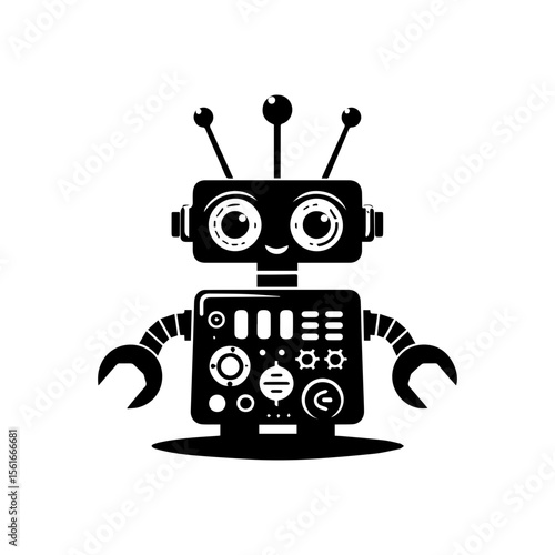 simple silhouette of control panel on this silly bot, not scary