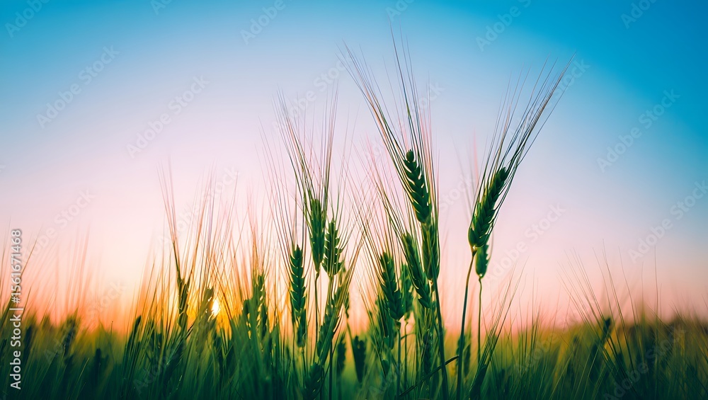 Beautiful wheat field landscape at sunset agriculture farming and nature photography backdrop image Beautiful wheat field landscape at sunset agriculture farming and nature photography backdrop image