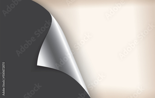 Vector illustration of a curled page corner revealing a bright layer underneath, ideal for banners, ads, and page transitions.