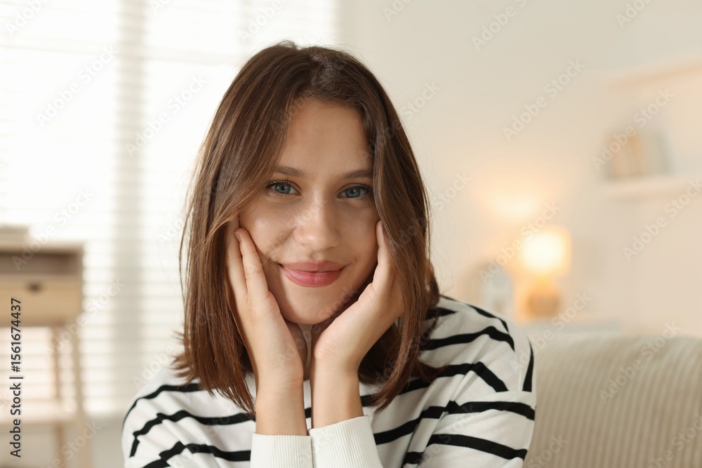 Portrait of beautiful teenage girl at home Portrait of beautiful teenage girl at home