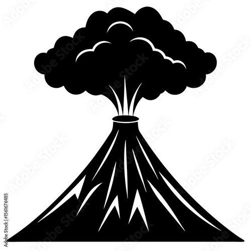 black volcano erupting with smoke clip art preview