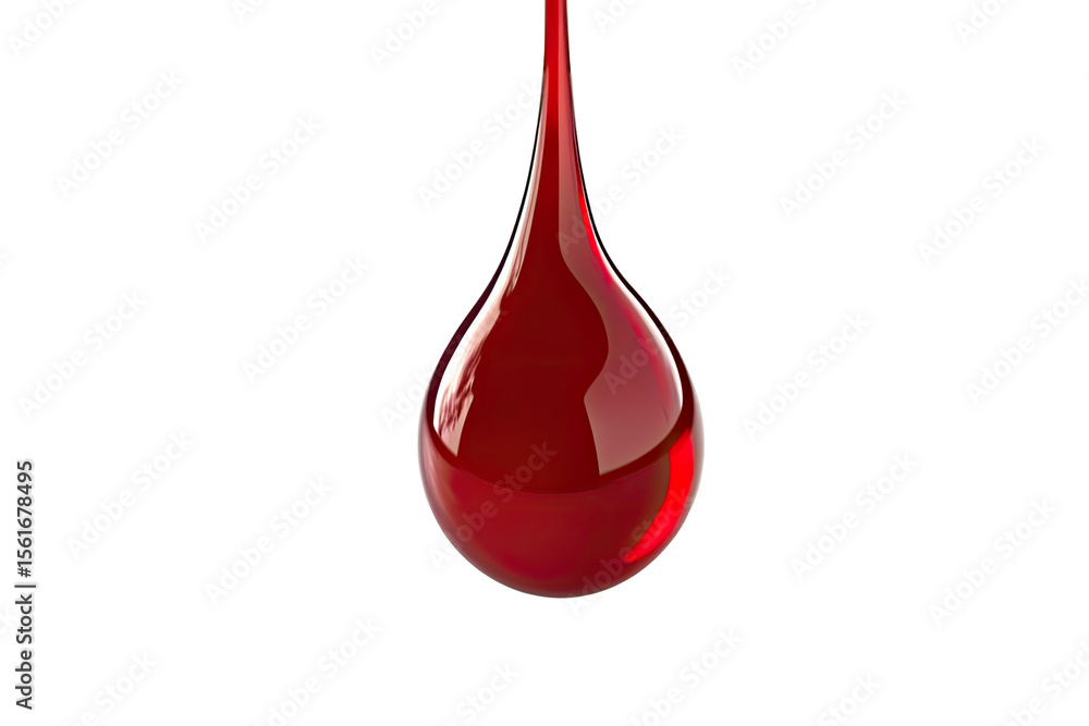 Fototapeta premium Close-up of a single, vibrant red liquid drop