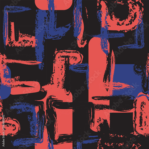 Fotografie Colourful Abstract Brush Strokes Seamless Pattern Design