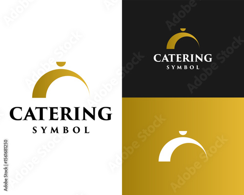 Elegant Catering Symbol Logo with Golden Arch