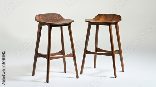 Solid wood bar stool with a basic structure