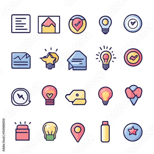  2D Flat icon Digital Marketing Tools & Growth Hacking Icons isolated in White Background