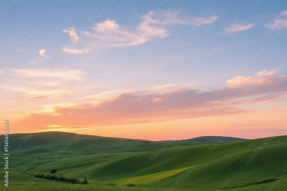 Fototapeta premium Natural Beauty of Fields and Sunset Sky