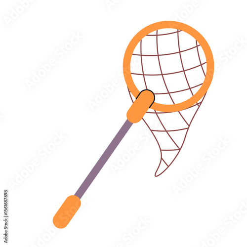 butterfly net with an orange mesh net used for catching butterflies and insects