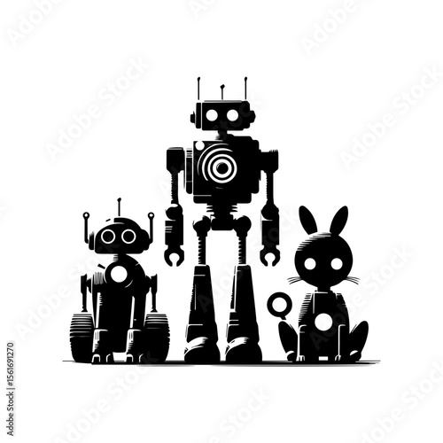 simple silhouette of Friendly robot pets 