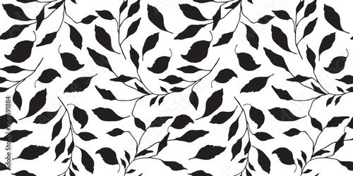 Stark black leaves branch out with organic rhythm, creating bold contrast and visual clarity an elegant monochrome design rooted in simplicity and natural flow
