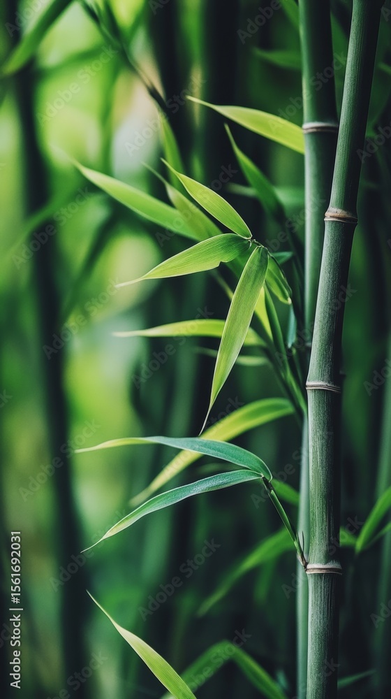 Obraz premium Bamboo leaves and bamboo forests