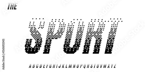Pixel racing font, bold condensed alphabet, italic Y2K letters, cyber digital typeface for gaming logo, EDM poster catchy headline, fast typography, modern esport typographic design. Vector typeset.