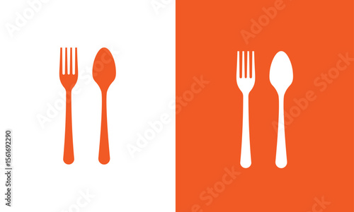 Minimalist Fork and Spoon Icon – Clean Food Symbol in Flat Style