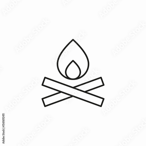bonfire flame wood icon sign vector