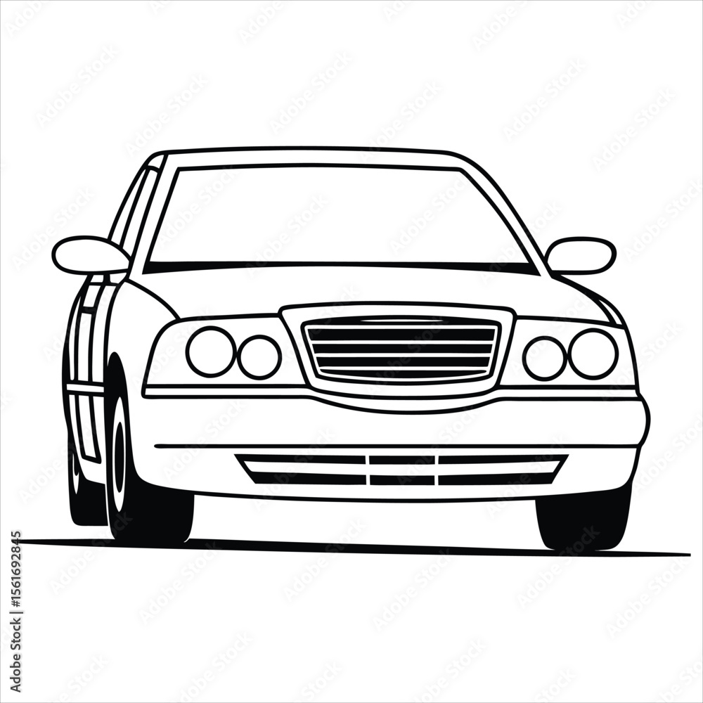 Modern black and white front view car icon for design projects Modern black and white front view car icon for design projects