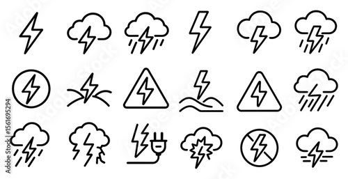 Series of lightning bolts and clouds in a black and white drawing. Scene is ominous and foreboding