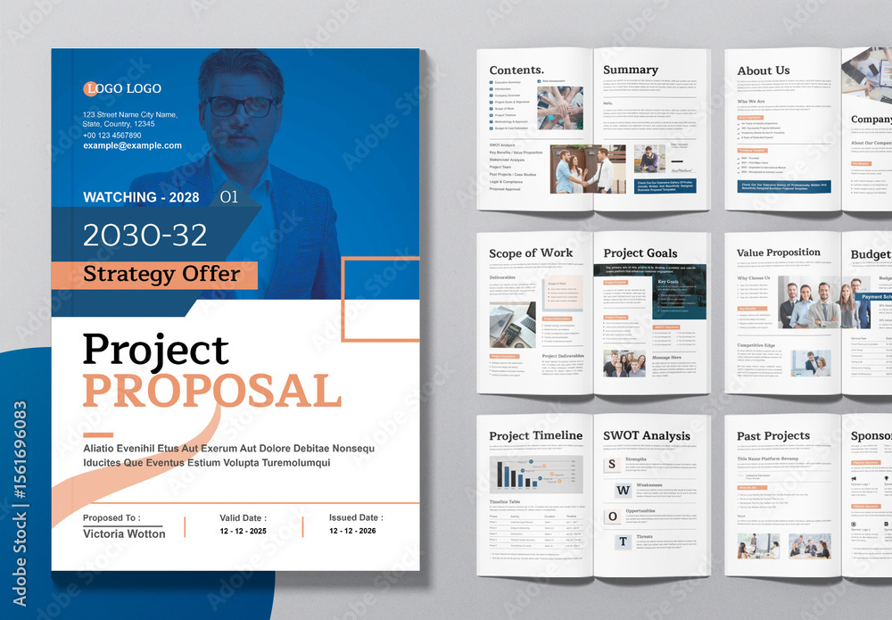 Project Proposal Template Layout Stock Template | Adobe Stock