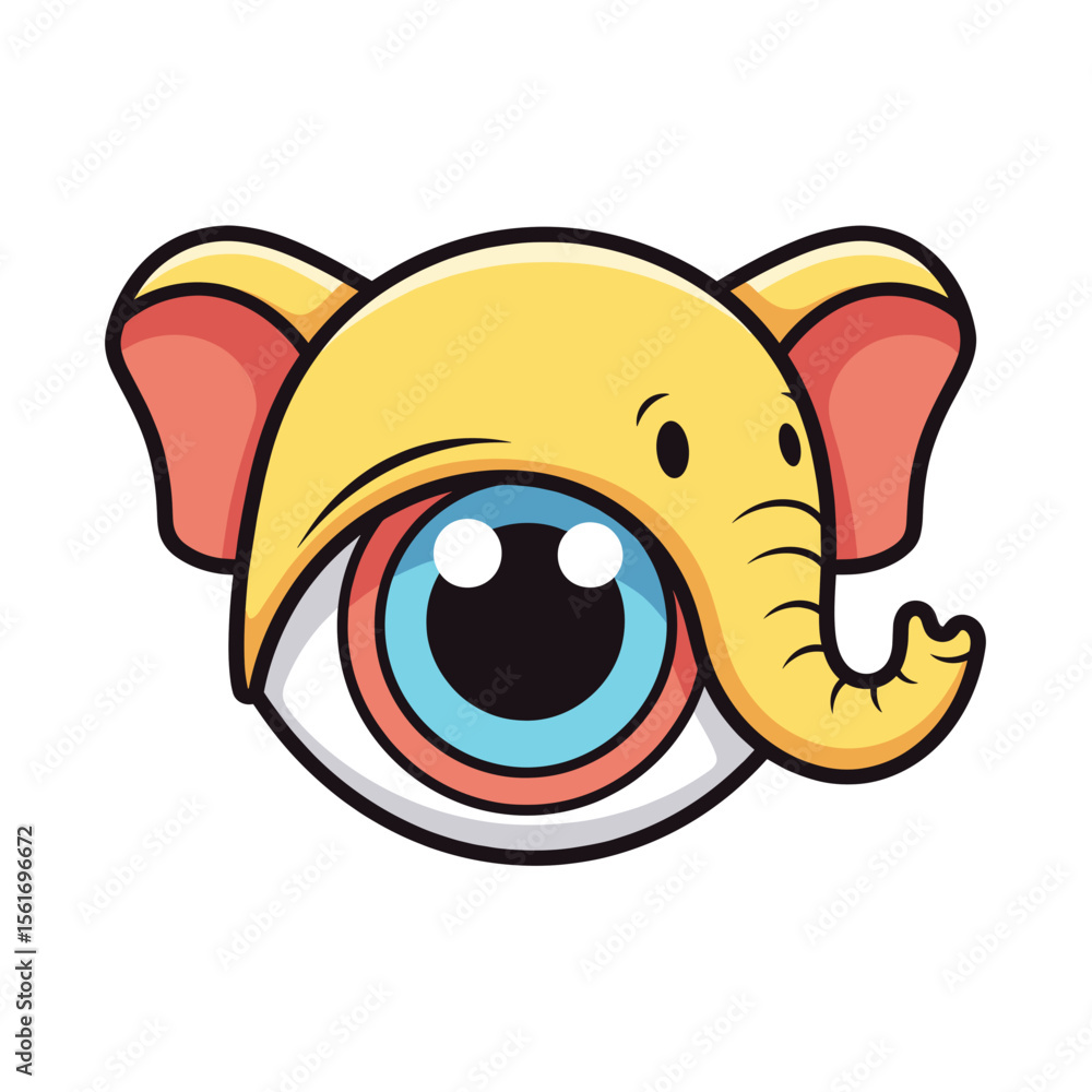 Fototapeta premium Cartoon elephant with eye design in colorful and playful style 