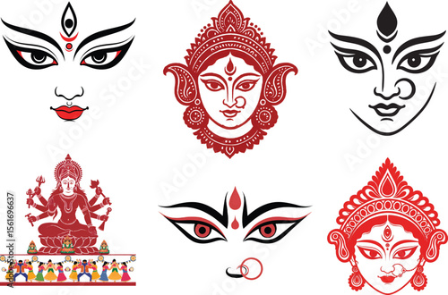 Colorful Hindu Goddess Durga Icons for Festival Celebrations