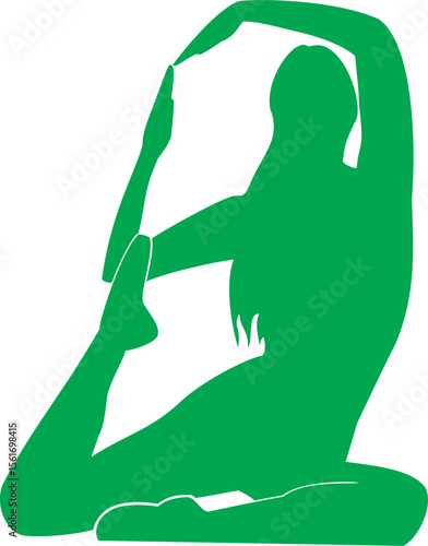 Vector silhouette illustration of a woman performing a flexible yoga pose, emphasizing strength, balance, and mindfulness