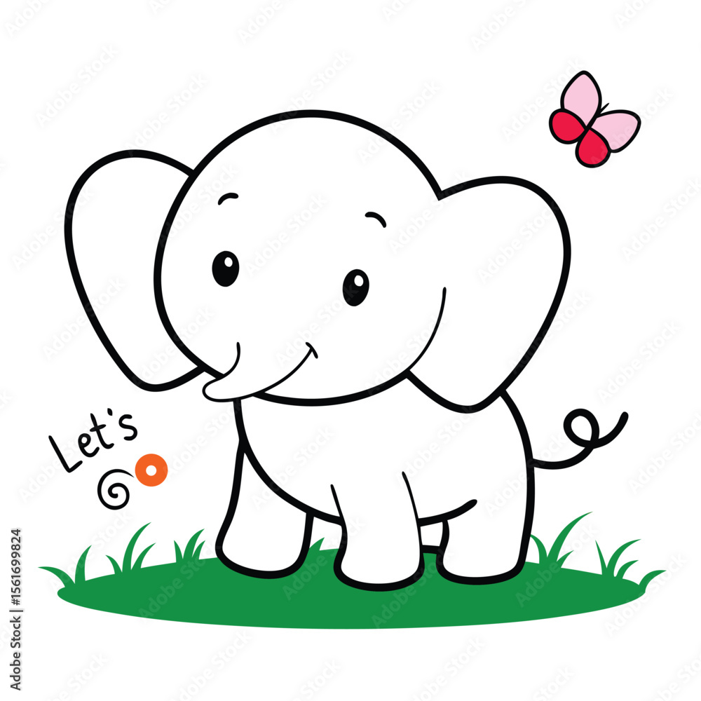 Fototapeta premium Charming outline of a happy baby with colorful accents