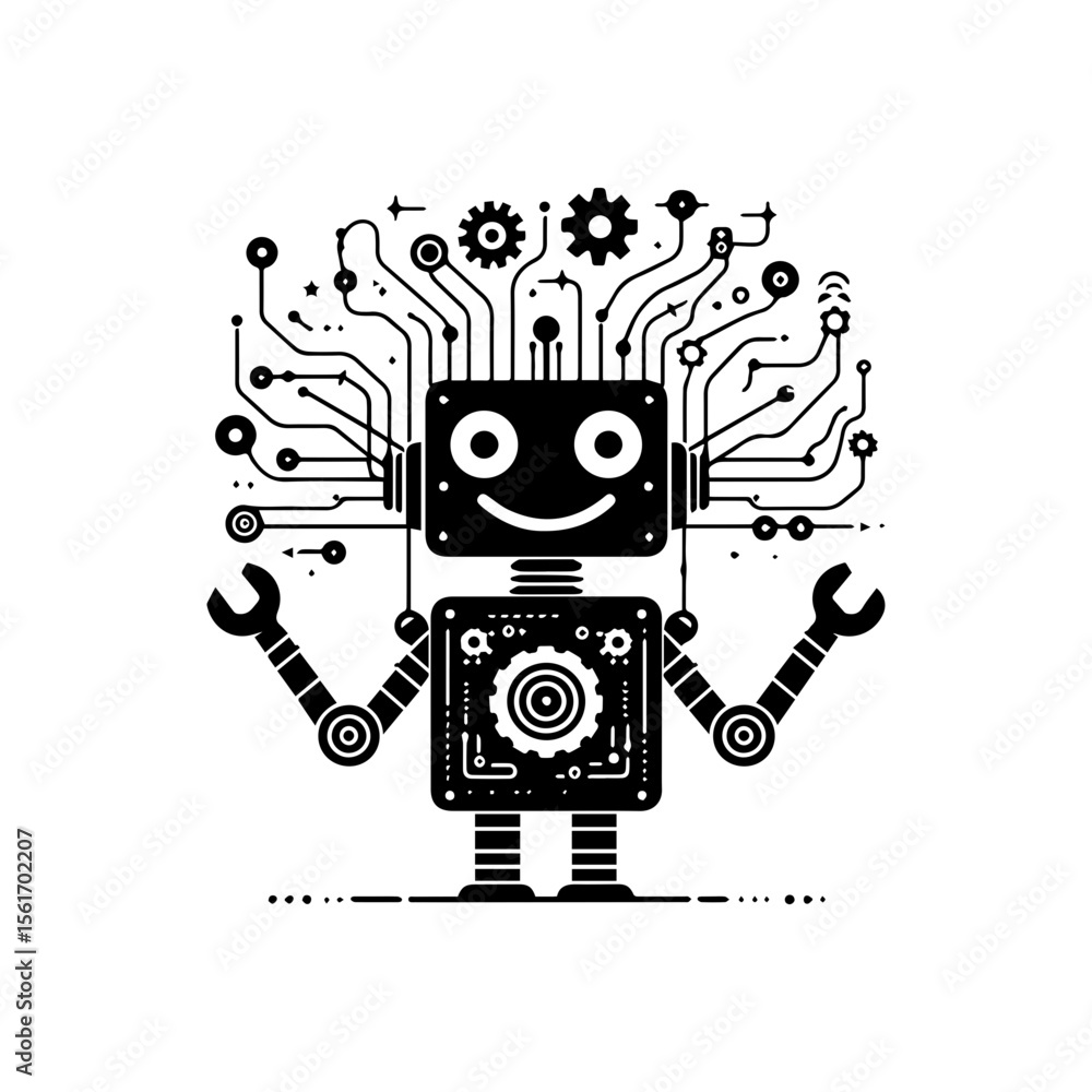 Obraz premium simple silhouette of Wires, gears, and smiles