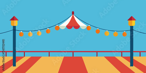 circus tent on a blue sky background