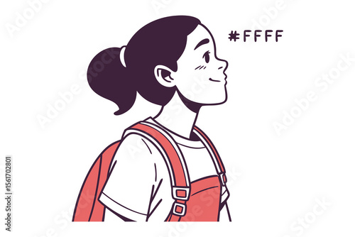 Optimistic Girl: A stylized illustration of a girl with a backpack, looking up with a hopeful and optimistic expression.