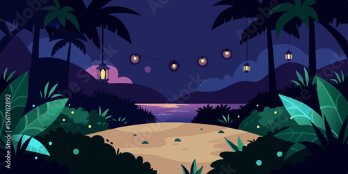 tropical island with palm trees