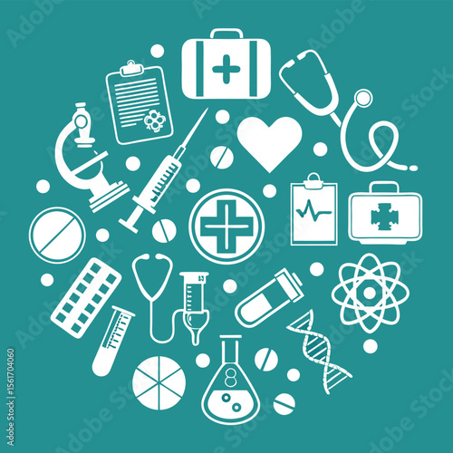 Medical icons circle healthcare wellness treatment vector illustration