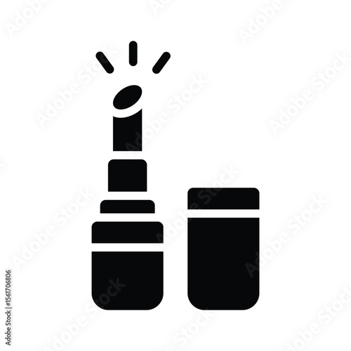 Creatively designed glyph style icon showing red lipstick