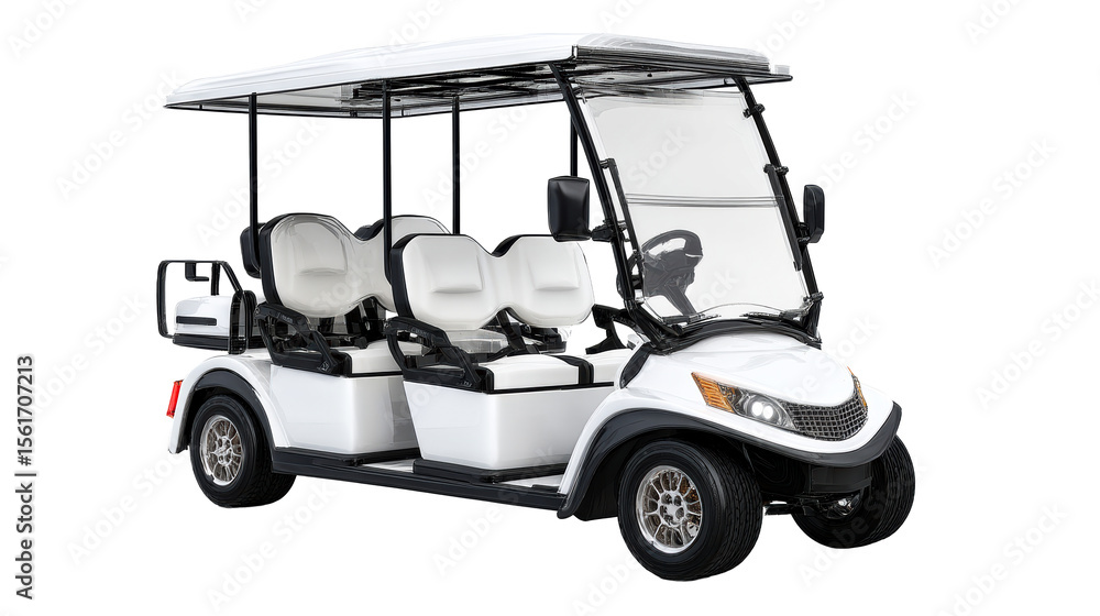 Fototapeta premium Four seater golf buggy vehicle, cut out transparent