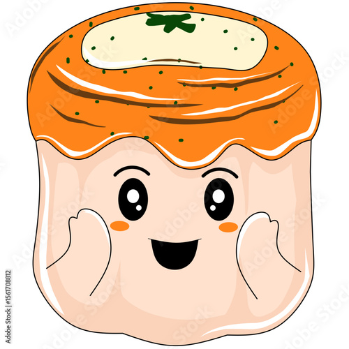 illustration of mentai dimsum cute with cheese topping