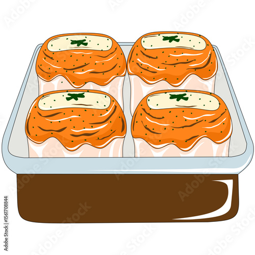 illustration of mentai dimsum with cheese topping