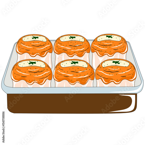 illustration of mentai dimsum with cheese topping