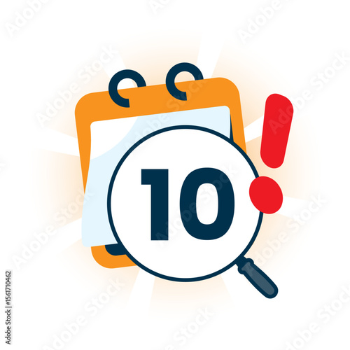 Flat illustration of calendar with magnifying glass and selected date. for concepts like schedule reminder, mark the date, important day, appointment, deadline, or event planning