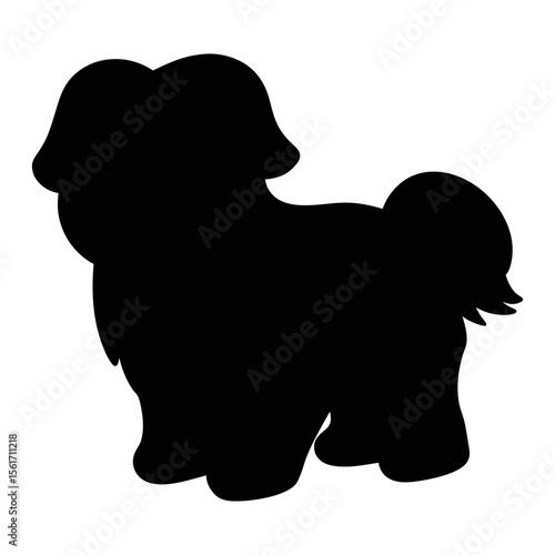 Shih Tzu dog silhouette vector, a black dog vector art design, and a silhouette of a Shih Tzu animal isolated on a white background