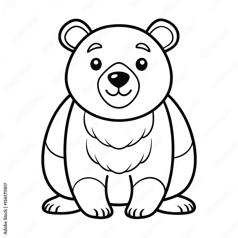 Obraz premium Cute bear outline cartoon educational coloring page for kids on white background