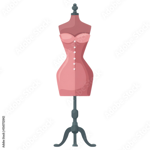 Pink dress form on stand