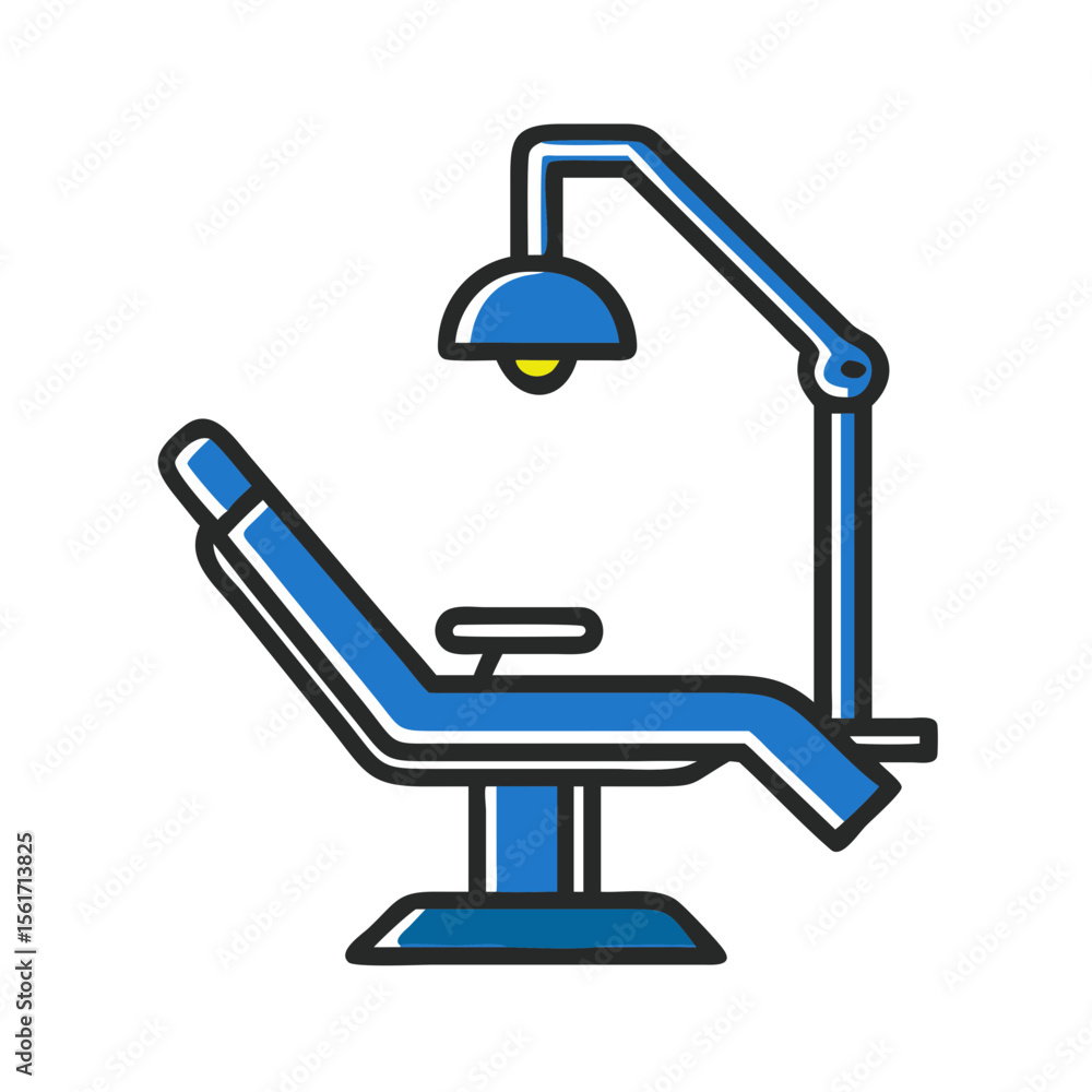 Dental chair with lamp in modern style and blue color Dental chair with lamp in modern style and blue color