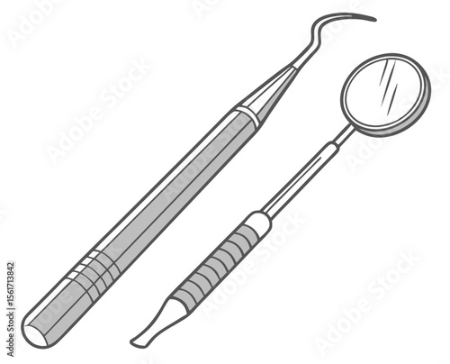 Dental mirror and dental hook tools for oral examination  
