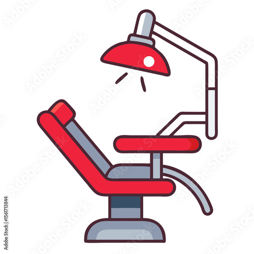 Dental chair with lamp in modern flat design style  