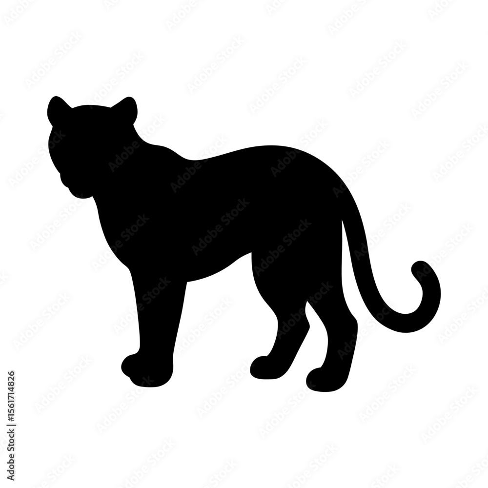 Obraz premium Cheetah silhouette vector, a black cheetah animal vector art design, and a silhouette of a cheetah isolated on a white background