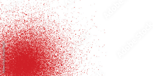 Misty white paint explosion on deep red design canvas

